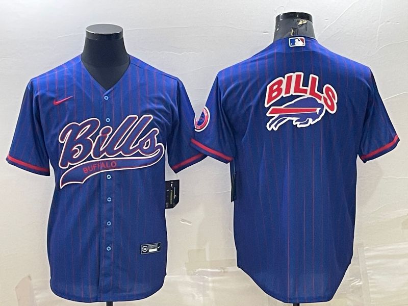 Men Buffalo Bills Blank Blue Stripe 2022 Nike Co branded NFL Jersey